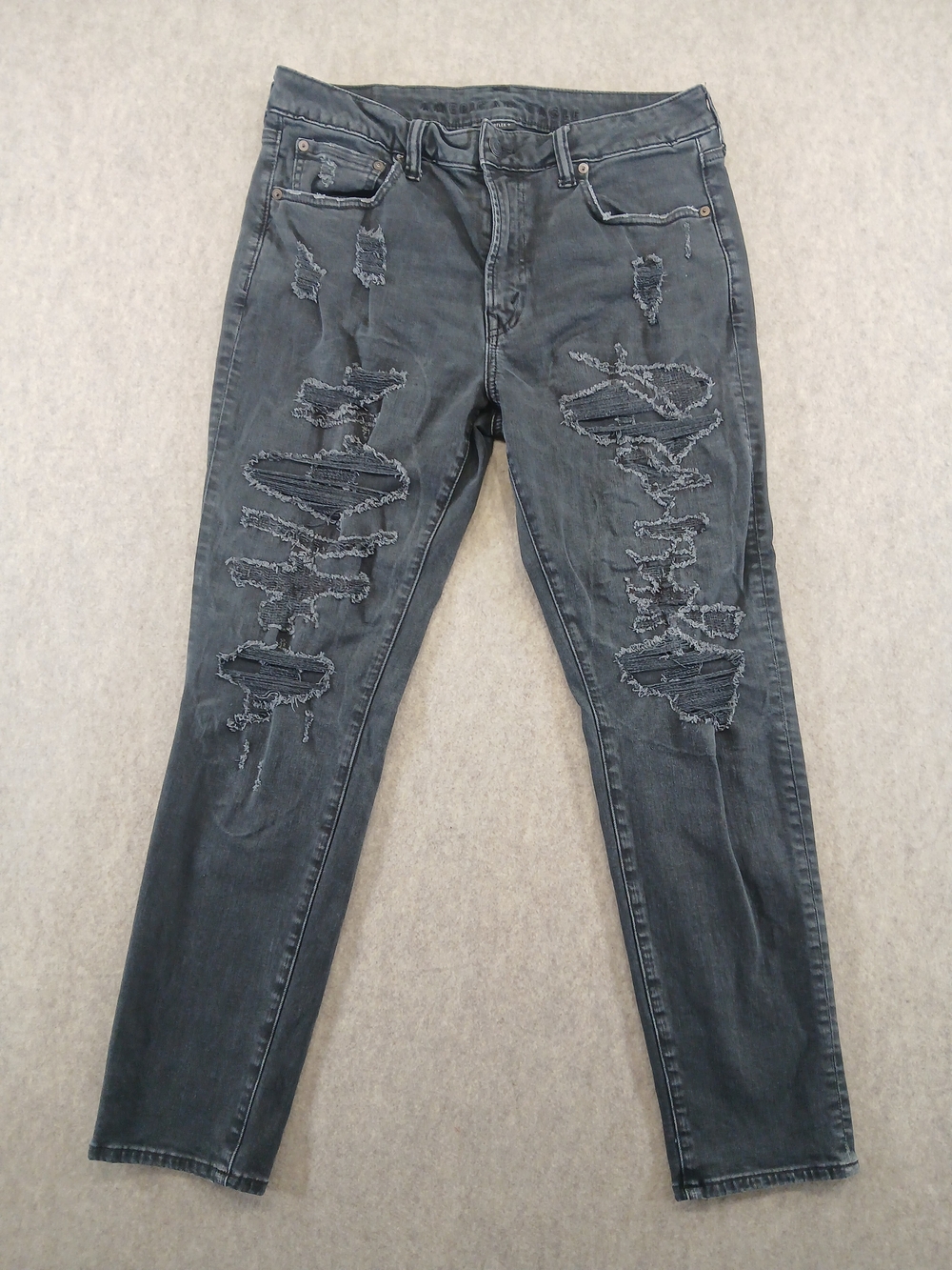 American Eagle Outfitters Men's 34/30 Dark Wash Distressed Skinny Jeans Mid Rise